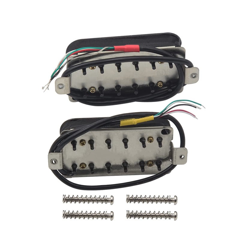 FLEOR Alnico 5 Electric Guitar Neck & Bridge Pickup Set Double Coil Humbucker Pickups-Black - Image 3